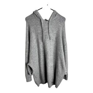 Fore Women’s Cozy Gray Hooded Stretchy Sweater with Pockets Size L